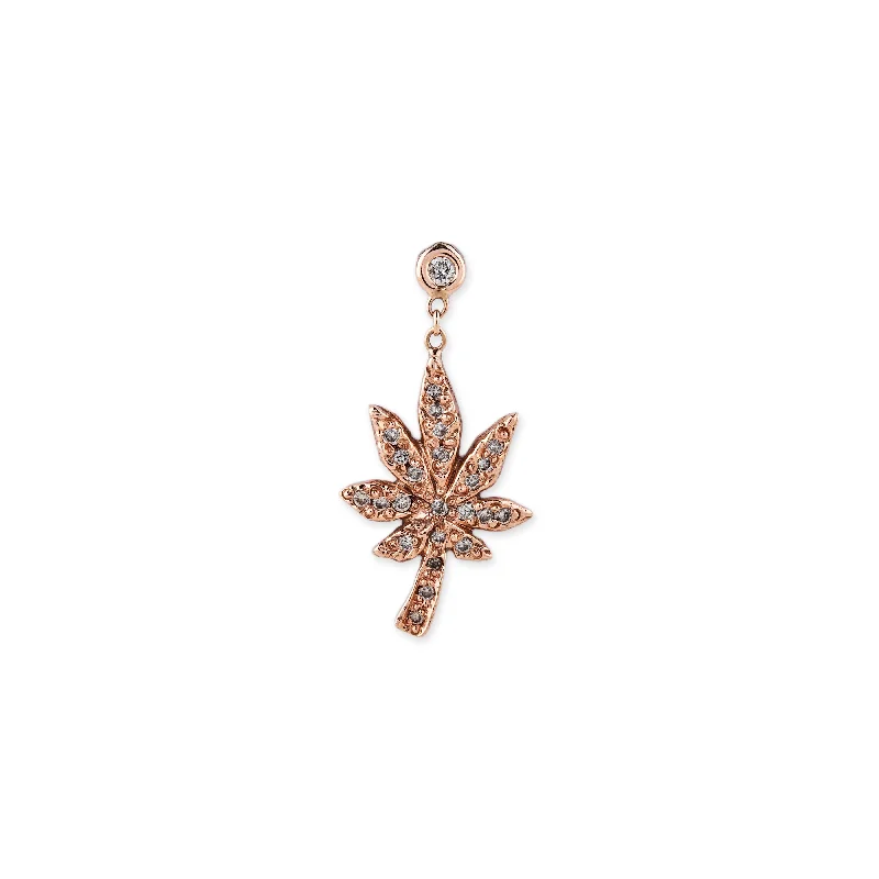 Embellished Drop Earrings for Fancy-1 DIAMOND PAVE SWEET LEAF DROP EARRINGS