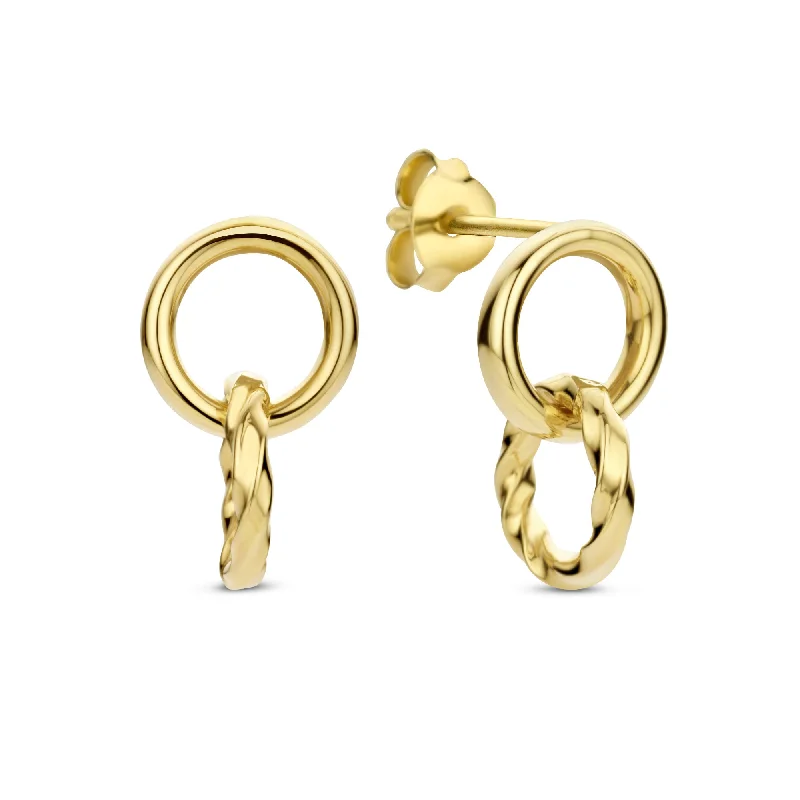 Pearl Drop Earrings for Elegance-Rivoli Lisan 14 karat gold drop earrings with twist