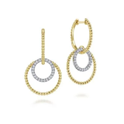 Modern Drop Earrings for Contemporary-14K White and Yellow Gold 0.23ctw Diamond Drop Earrings