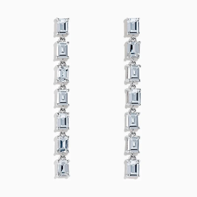 Animal-Print Drop Earrings for Wild-14K White Gold White Sapphire Drop Earrings