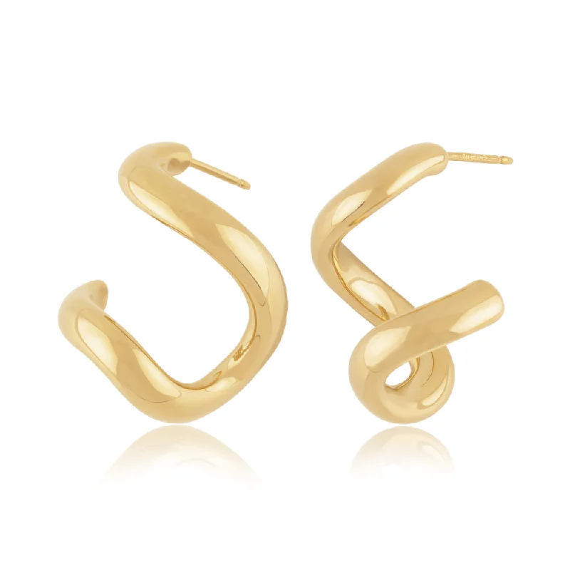 Detachable Drop Earrings for Versatile-14k Yellow Gold Freeform Twist Drop Earrings