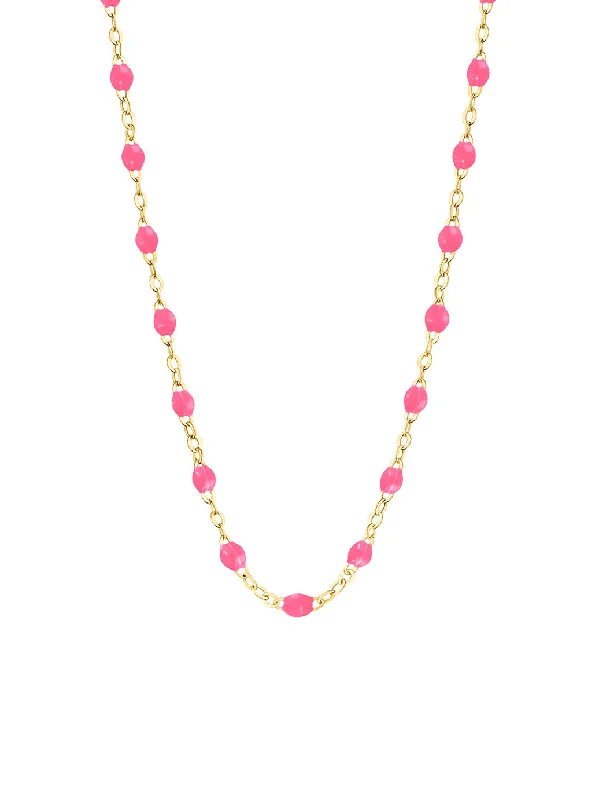 Infinity necklaces and pendants with elegant, meaningful designs for a symbolic accessory -Classic Gigi Pink Resin Yellow Gold Necklace