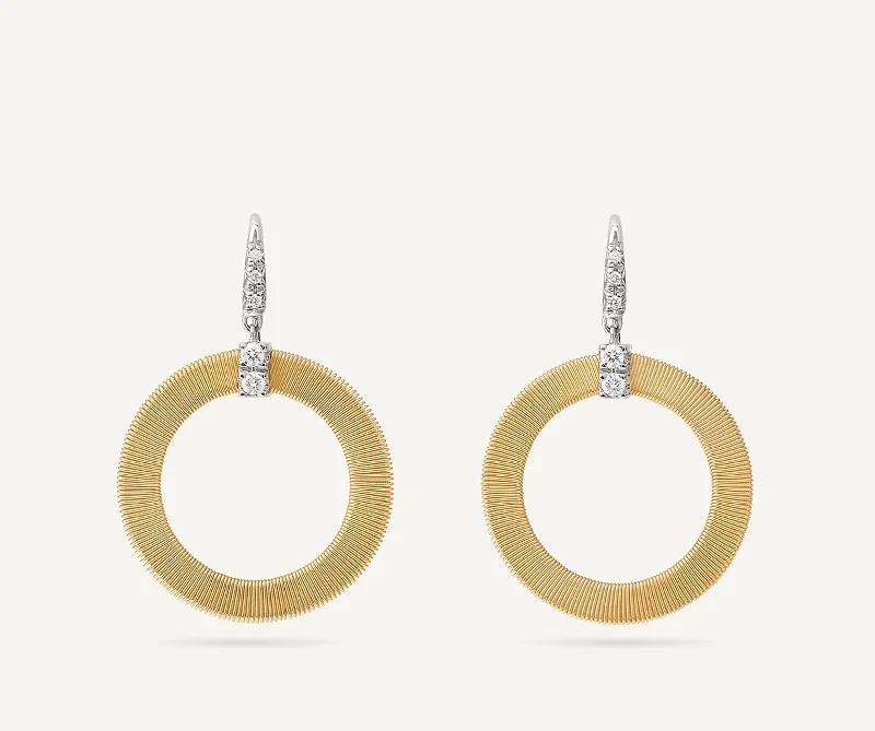 Apatite Drop Earrings for Soft-18K Yellow Gold Circular Drop Earrings With Diamonds