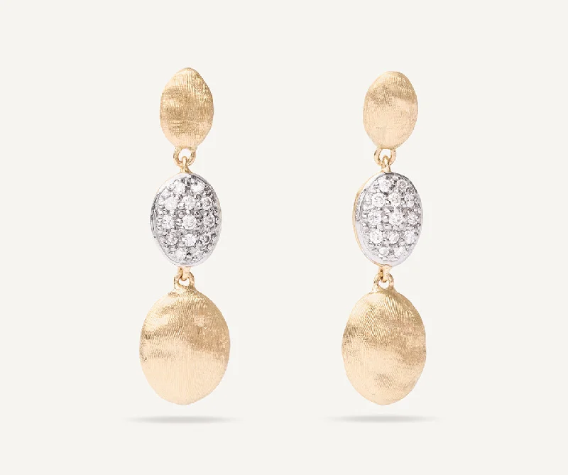 Square Drop Earrings for Modern-18K Yellow Gold & Diamond Long Drop Earrings