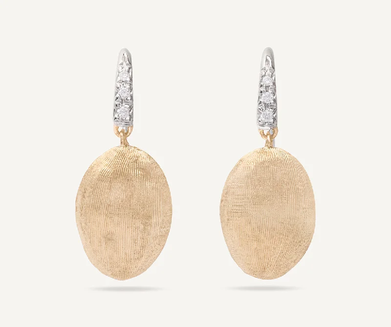 Large Drop Earrings for Statement-18K Yellow Gold & Diamond Drop Earrings