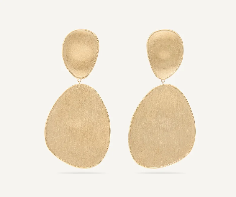 Quartz Drop Earrings for Simple-18K Yellow Gold Double Drop Earrings, Large