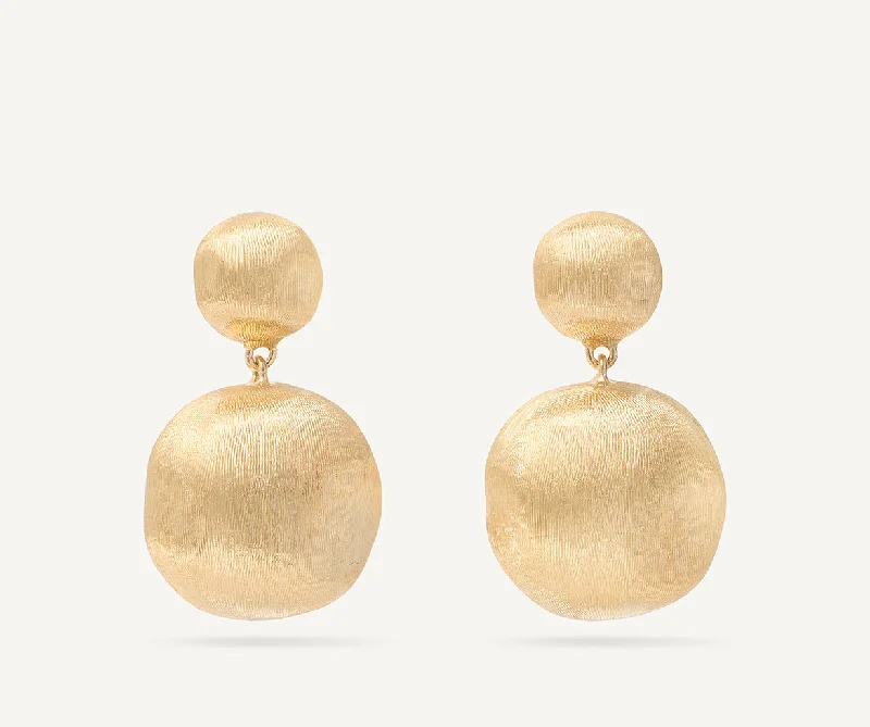 Heavy-Duty Drop Earrings for Durable-18K Yellow Gold Double Drop Earrings, Small