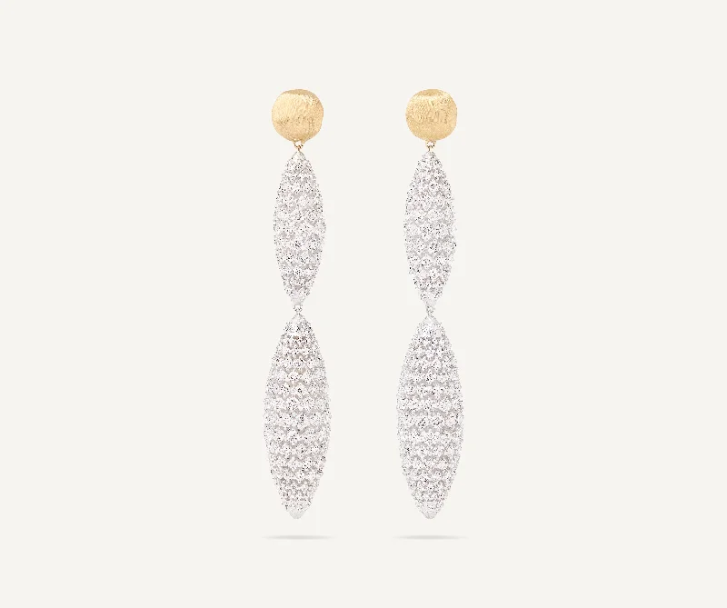 Butterfly-Shaped Drop Earrings for Cute-18K Yellow Gold Double Drop Earrings With Diamonds