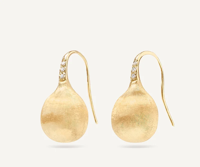 Designer Drop Earrings for High-End-18K Yellow Gold Medium Drop Earrings With Diamonds