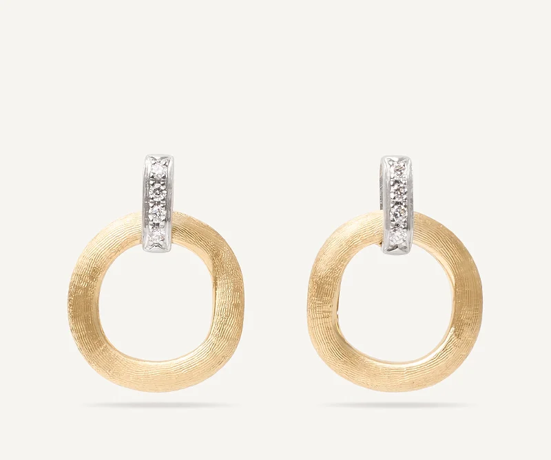 Romantic Drop Earrings for Loving-18K Yellow Gold Drop Earrings With Diamonds