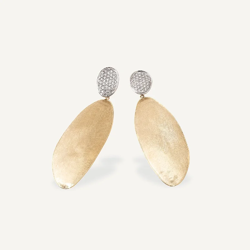 Free-Spirited Drop Earrings for Bohemian-18K Yellow Gold Elongated Drop Earrings with Diamonds