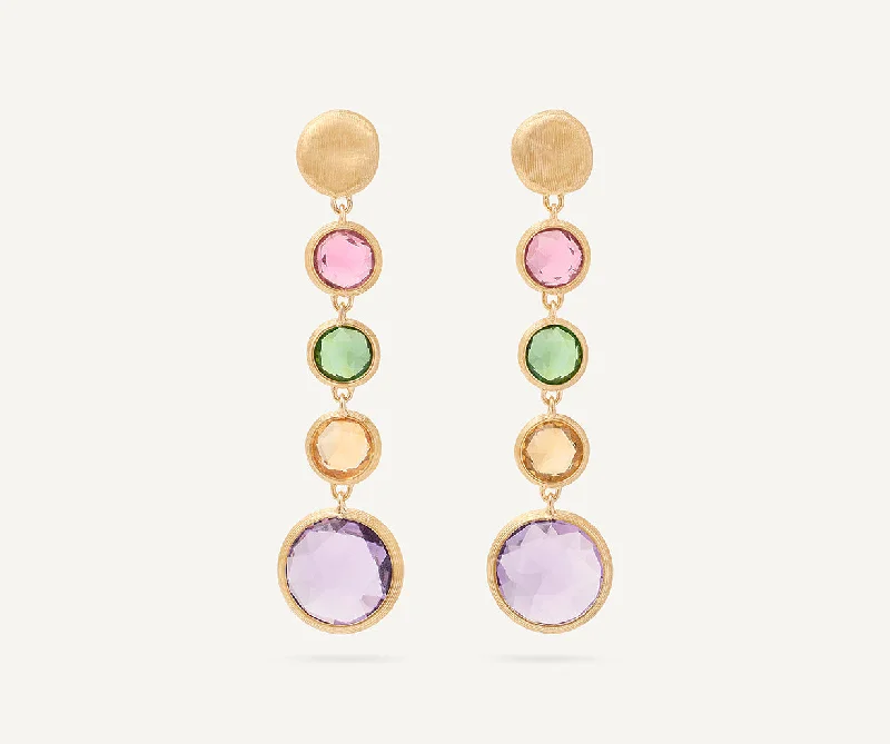 Amethyst Drop Earrings for Mysterious-18K Yellow Gold Gemstone Drop Earrings