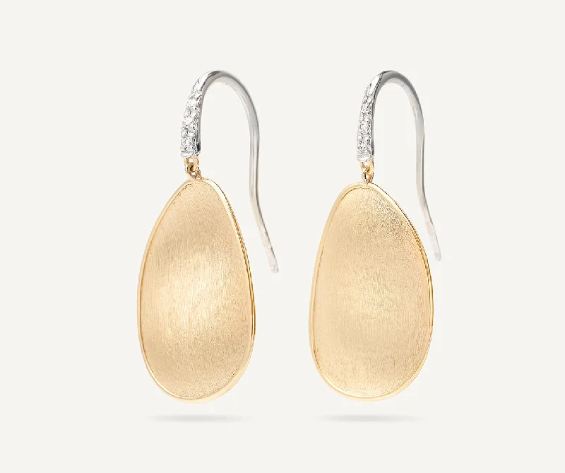 Formal Drop Earrings for Special-18K Yellow Gold Petal Drop Earrings With Diamonds, Medium