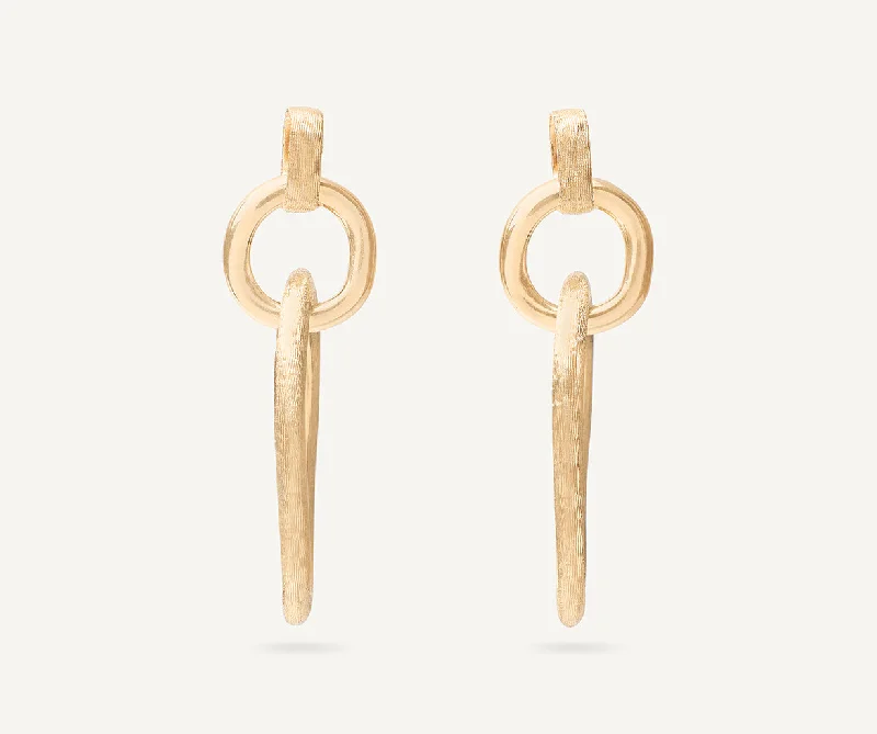 Detachable Drop Earrings for Versatile-18K Yellow Gold Polished & Engraved Link Drop Earrings