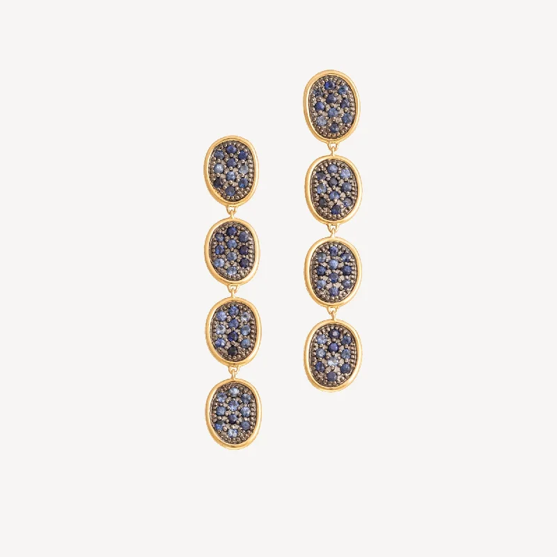 Gemstone Drop Earrings for Color-18K Yellow Gold Sapphire Pavé Drop Earrings