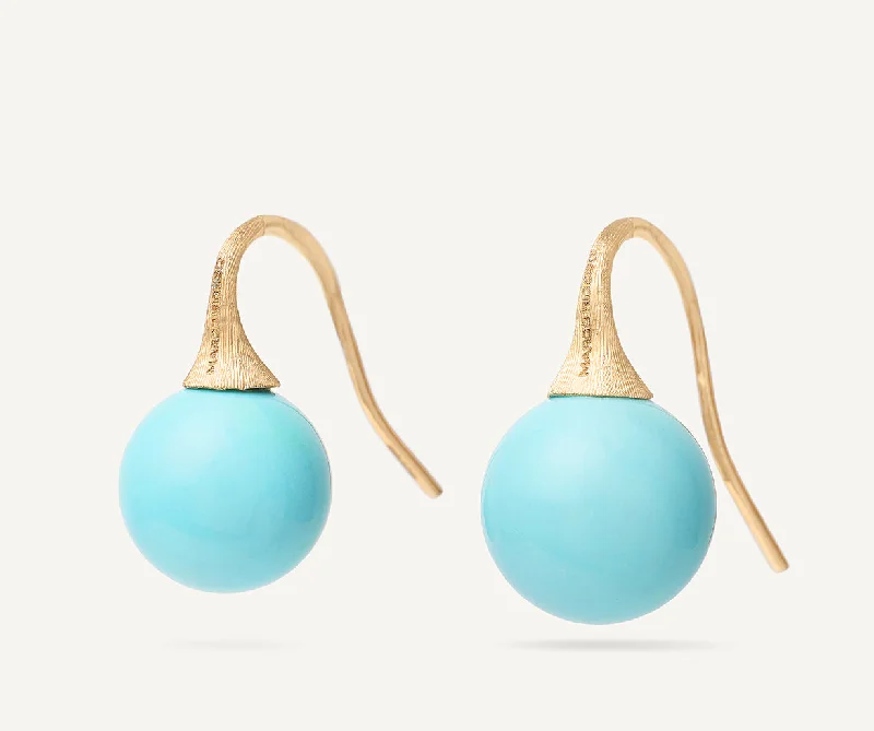 Structured Drop Earrings for Orderly-18K Yellow Gold Turquoise Drop Earrings