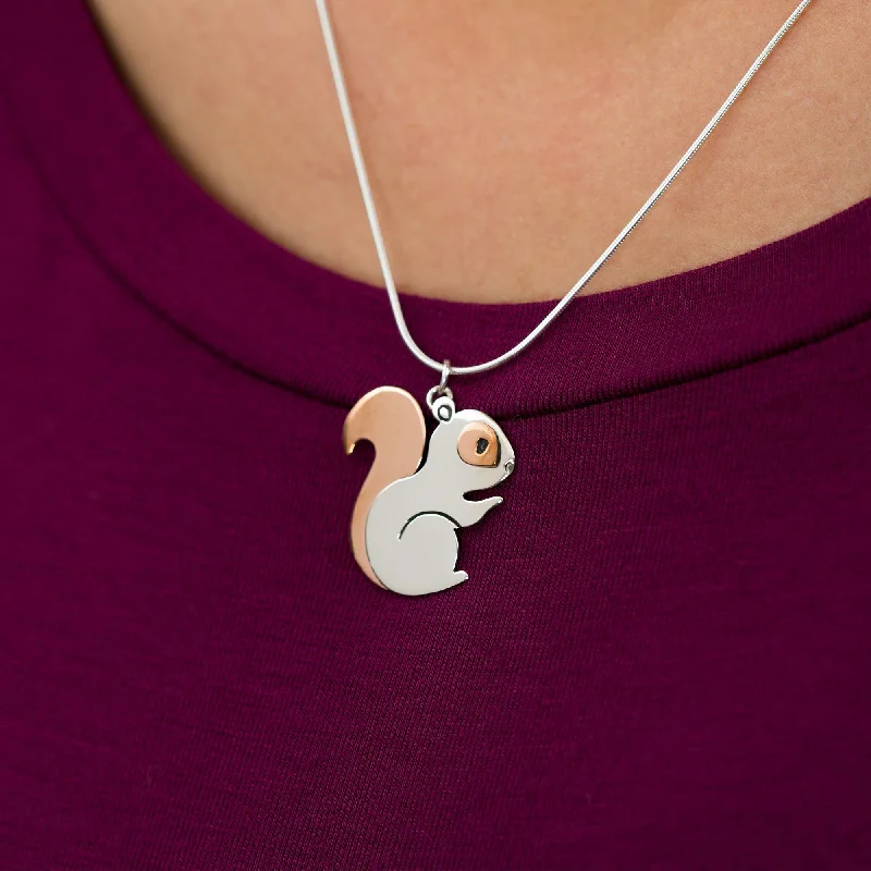 Custom pendant necklaces with initials or names for a unique jewelry piece -Squirrel Sterling Silver Necklace