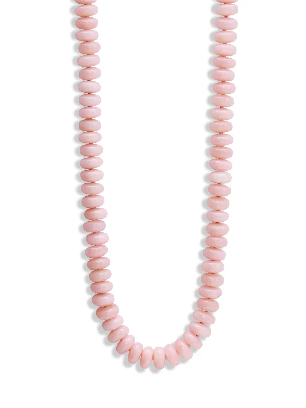 Birthstone necklaces and pendants for a personalized touch with gemstones -8mm Pink Opal Beaded Candy Rose Gold Necklace