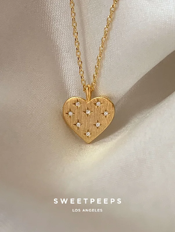 Personalized pendants with coordinates of special places for sentimental gifts -Aletta Studded Heart Necklace