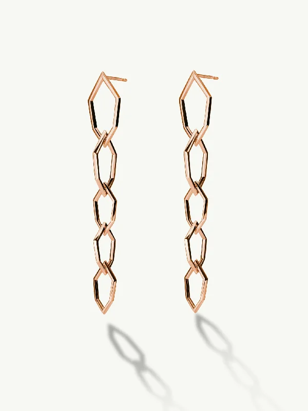 Geometric Drop Earrings for Structured-Amanti Chain Link Earrings in 18K Rose Gold