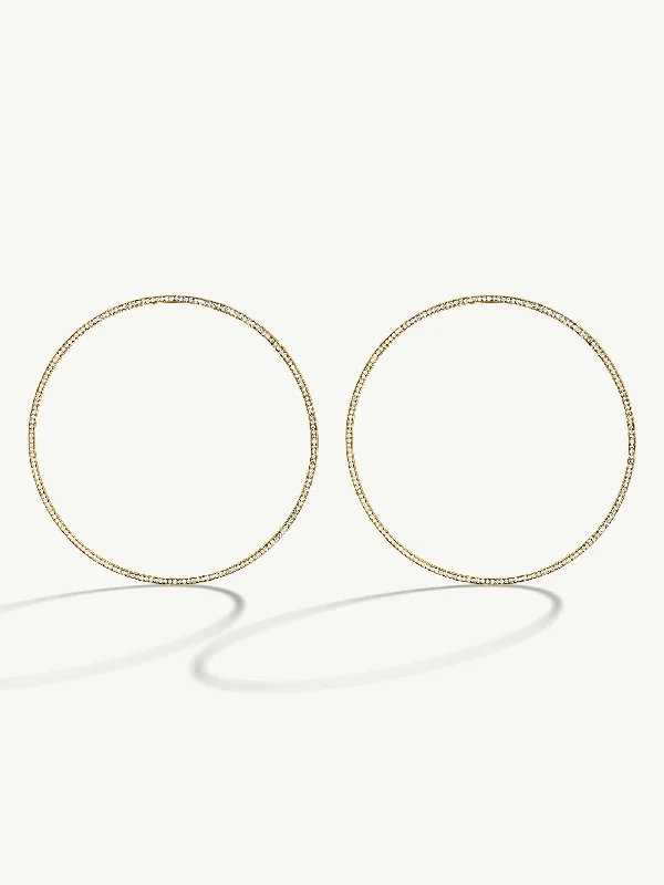 Oval Drop Earrings for Graceful-Aura Pavé-Set Brilliant White Diamond Eternity Hoop Earrings In 18K Yellow Gold