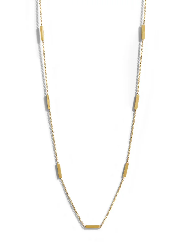 Elegant diamond pendant necklaces for formal occasions or weddings with timeless beauty -Bar By The Inch Yellow Gold Necklace