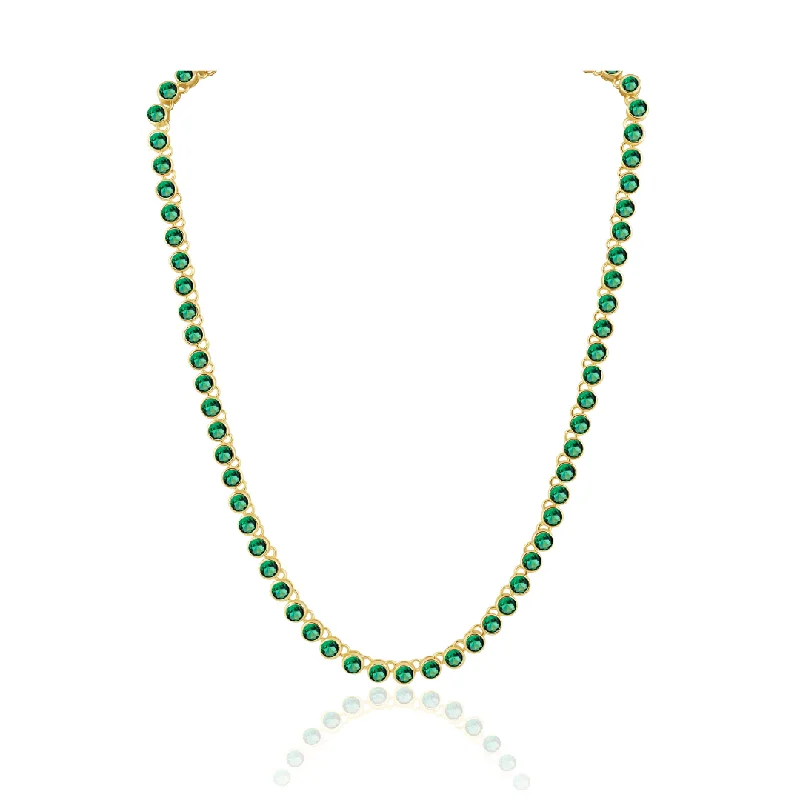 Handmade necklaces and pendants with unique, artistic details for a one-of-a-kind accessory -Bezel Tennis Necklace Emerald