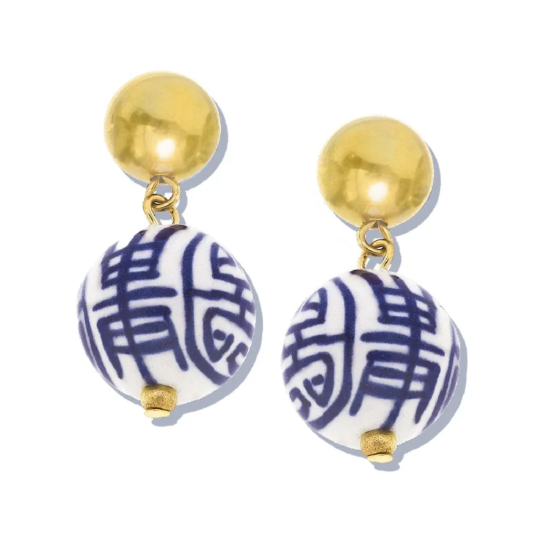 Knotted Drop Earrings for Intricate-Blue & White Margaret Drop Earrings