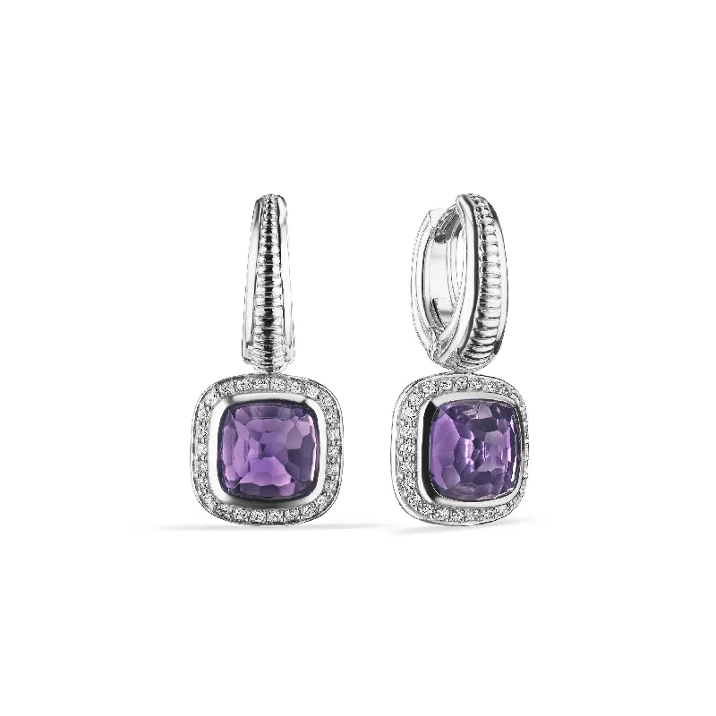 Gym Drop Earrings for Active-Cassandre Drop Earrings with Amethyst and Diamonds