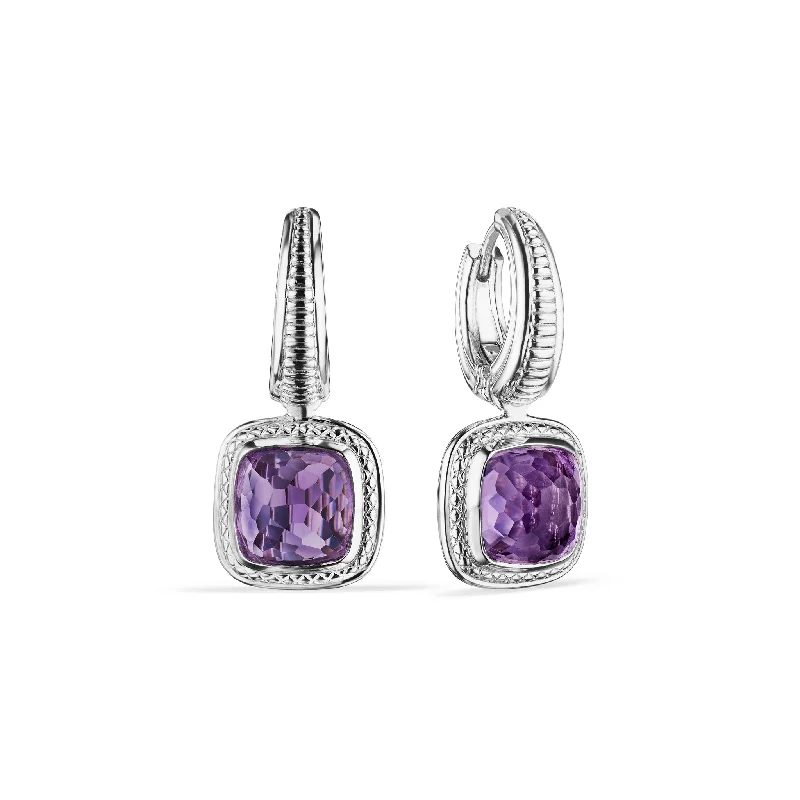 Statement Drop Earrings for Eye-Catching-Cassandre Drop Earrings with Amethyst