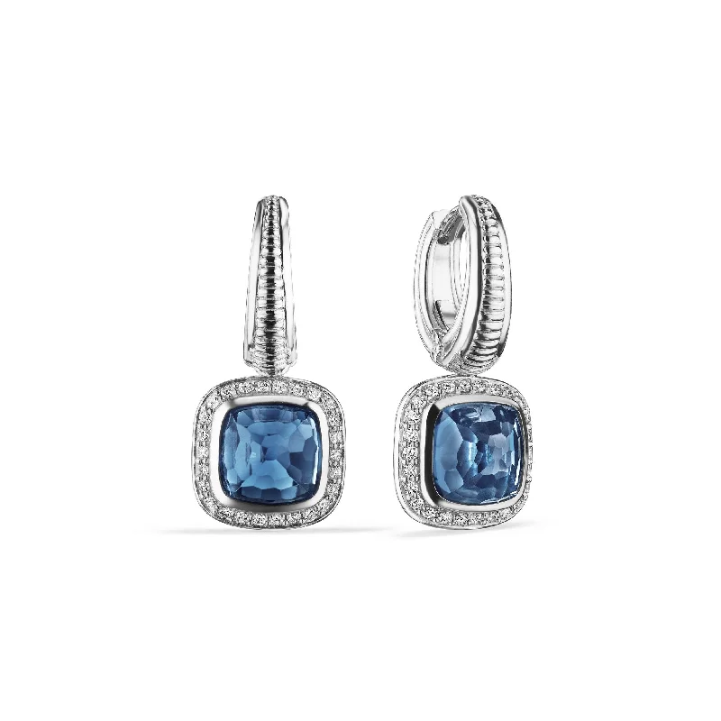 Free-Spirited Drop Earrings for Bohemian-Cassandre Drop Earrings with London Blue Topaz and Diamonds