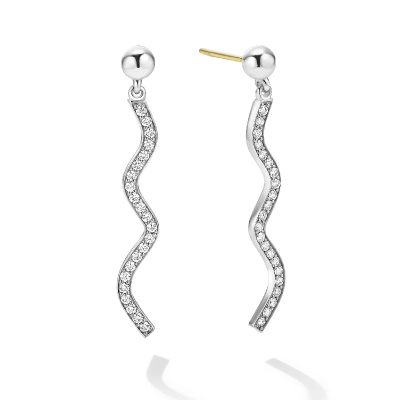 Twisted Drop Earrings for Stylish-Caviar Spark Large Wave Diamond Drop Earrings