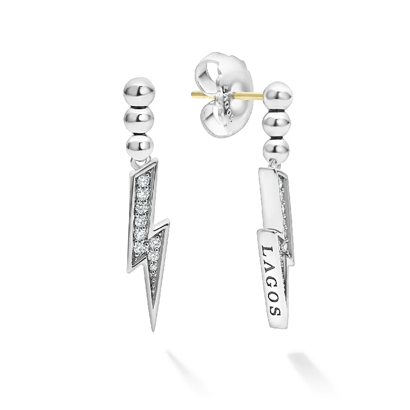 Small Drop Earrings for Delicate-Caviar Spark Lightning Bolt Diamond Drop Earrings