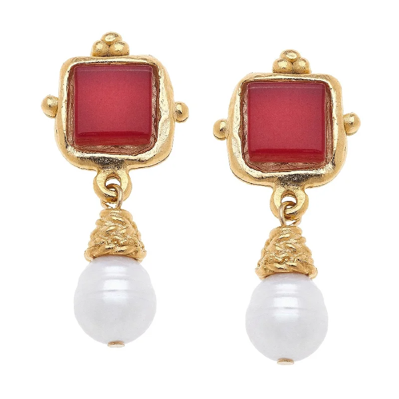 Casual Drop Earrings for Everyday-Charlotte Pearl Drop Earrings