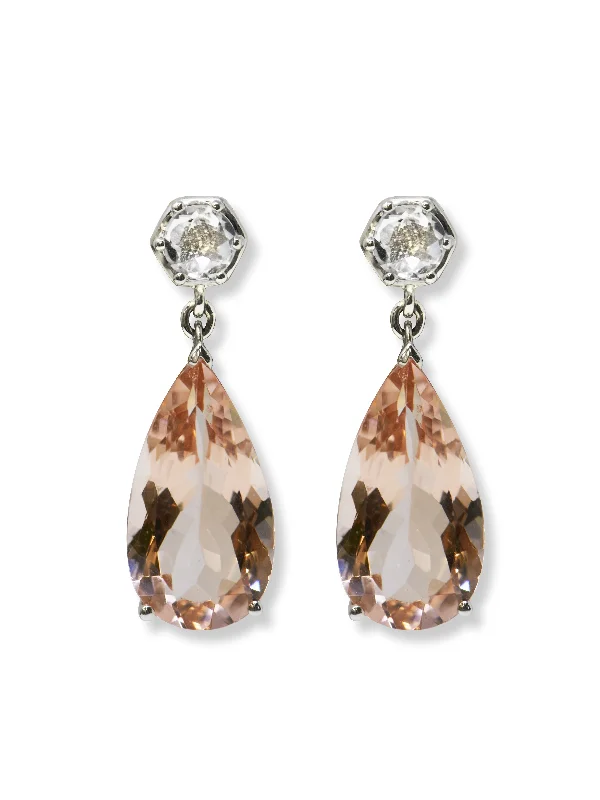 Coral Drop Earrings for Tropical-Classique Morganite Teardrop Earrings