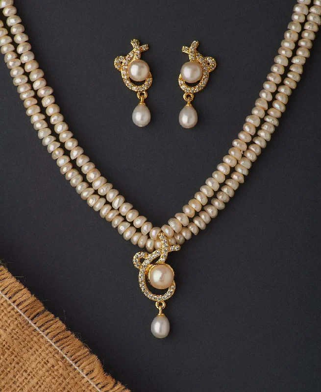 Layered pendant necklaces with multiple chains for a bold and stylish look -Classy Real Pearl Necklace Set