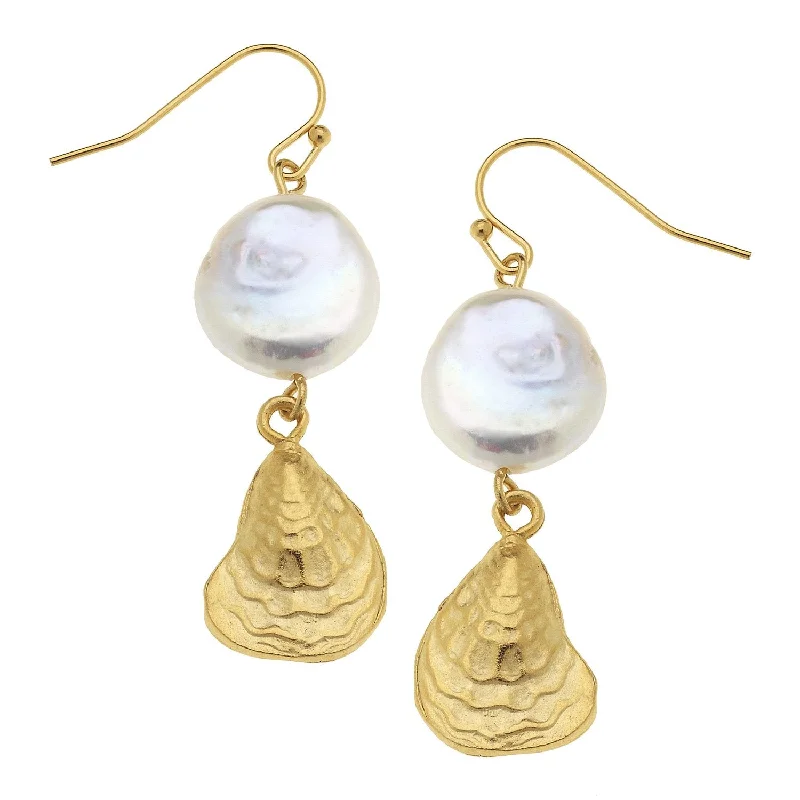 Beaded Drop Earrings for Decorative-Coin Pearl Oyster Drop Earrings