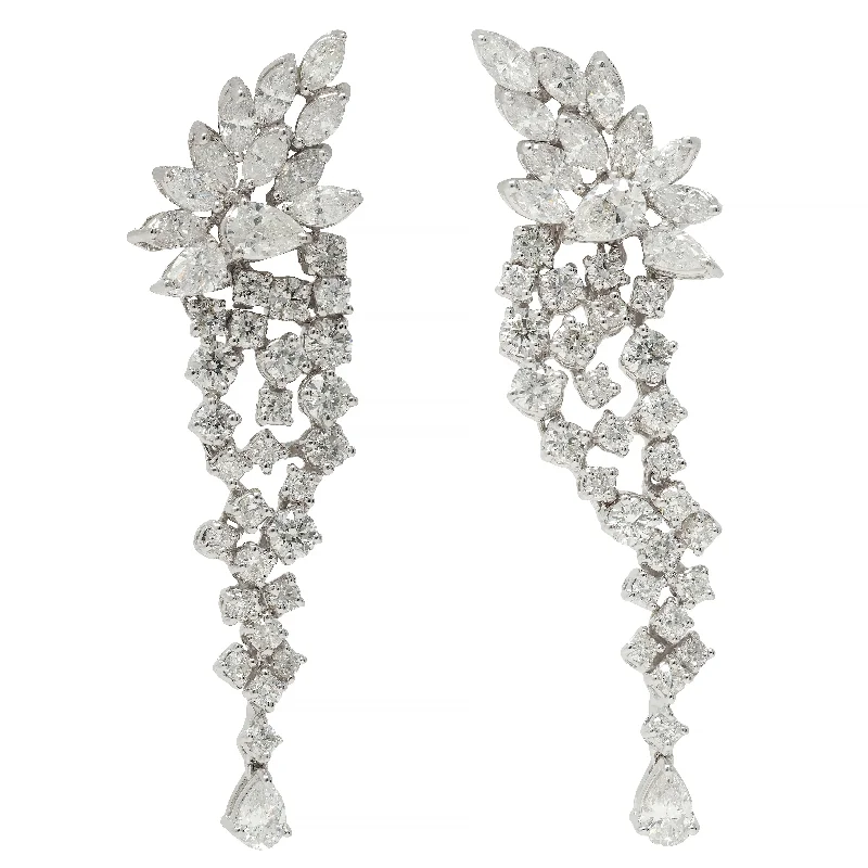 Woven Drop Earrings for Artistic-Contemporary 4.96 CTW Diamond 18 Karat White Gold Cluster Drop Earrings