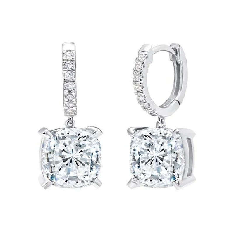 Gold Drop Earrings for Luxurious-Crislu Cushion Cut Cubic Zirconia Drop Earrings in Sterling Silver with Platinum Finish