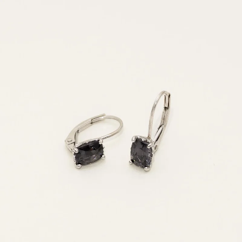 Sophisticated Drop Earrings for Elegant-Cushion Grey Spinel Drop Earrings in 14kt White Gold