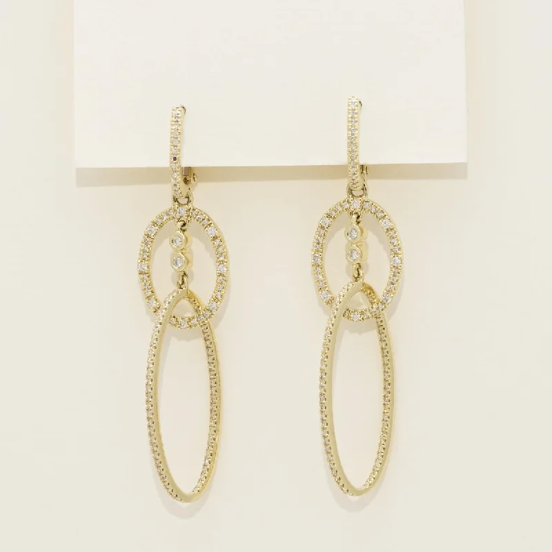 Bohemian Drop Earrings for Free-Spirited-Dabakarov Diamond Oval Link Drop Earrings in 14kt Yellow Gold (3/4ct tw)