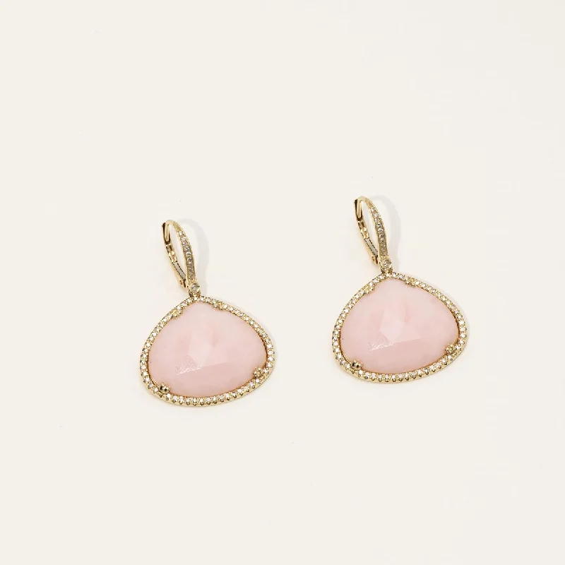 Gold Drop Earrings for Luxurious-Dabakarov Pink Opal Drop Earrings in 14kt Yellow Gold with Diamonds (1/3ct tw)