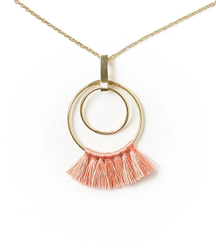 Large pendant necklaces for women with bold designs for attention-grabbing style -Danu Necklace - Coral Hoop