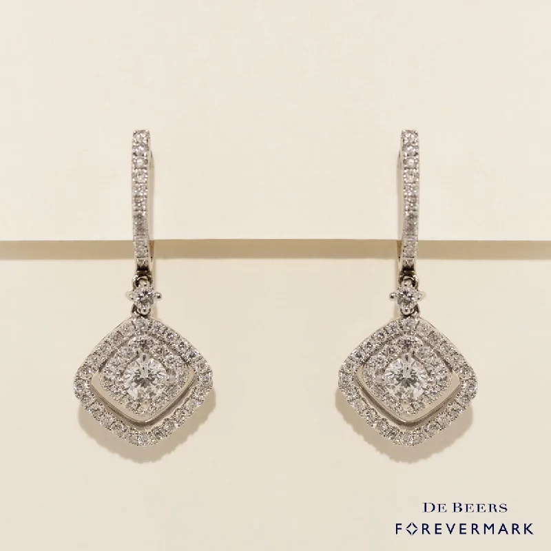 Waterproof Drop Earrings for Practical-Forevermark Center of my Universe Cushion Diamond Drop Earrings in 18kt White Gold (1 1/3ct tw)