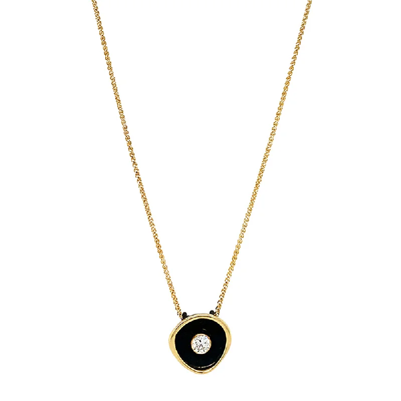 Elegant diamond and gold pendant necklaces for a glamorous and luxurious fashion piece -Diamond & Blackened Cobalt Chrome Necklace - "Confluence"