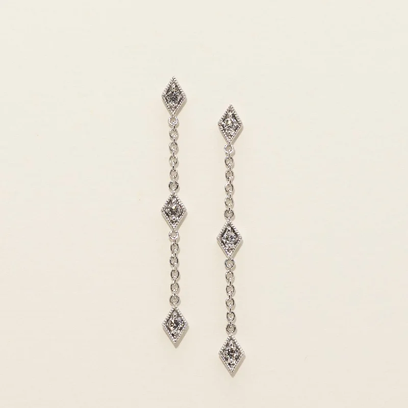 Silver Drop Earrings for Classic-Diamond Drop Earrings in 14kt White Gold (1/7ct tw)