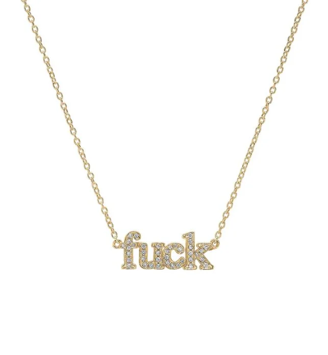 Retro-style necklaces and pendants with bold, vintage-inspired designs for added charm -Diamond Fuck Yellow Gold Necklace