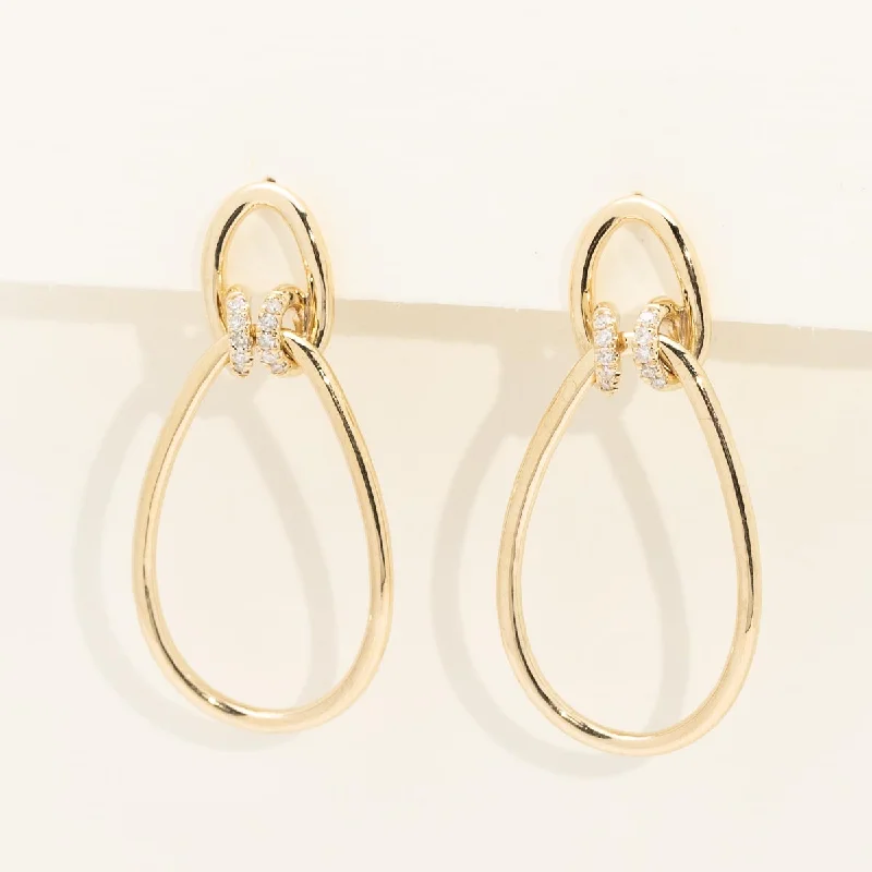 Sophisticated Drop Earrings for Elegant-Diamond Open Drop Earrings in 10kt Yellow Gold (1/10ct tw)