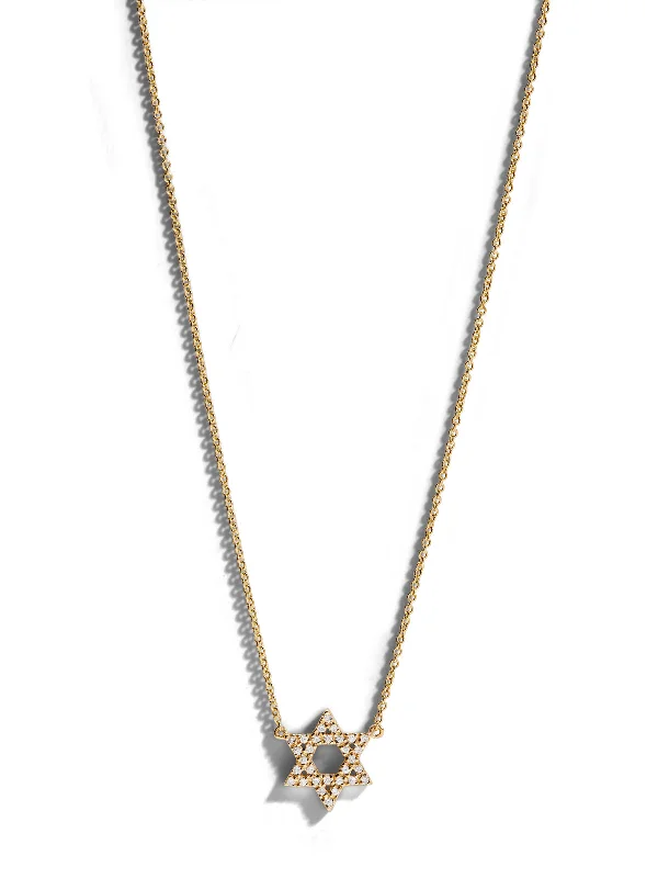 Sterling silver charm pendant necklaces with playful or meaningful trinkets for fun -Diamond Star of David Yellow Gold Necklace