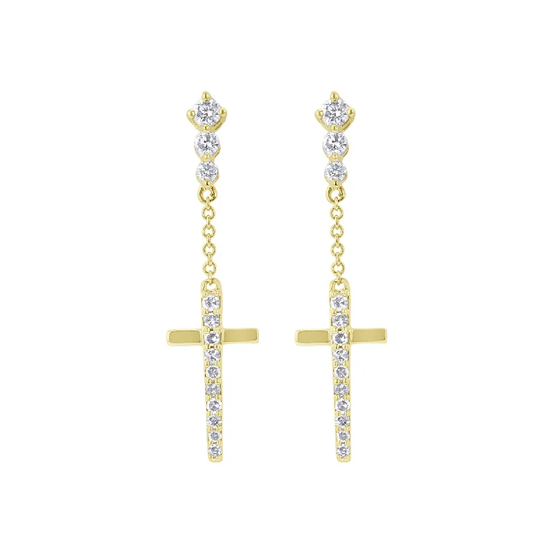 Beaded Drop Earrings for Decorative-Divine Cross Diamond Drop Earrings